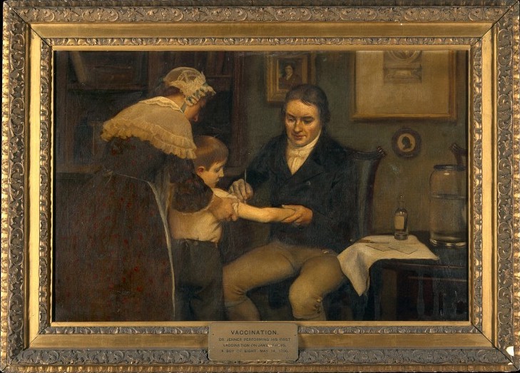 Edward Jenner podczas szczepienia